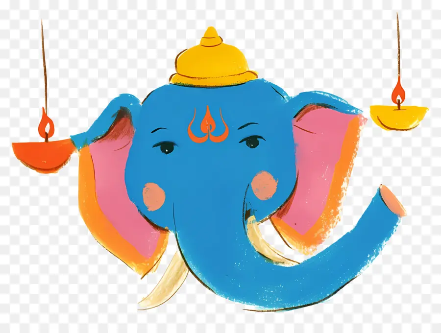 Ganesha Chaturthi，Cabeça De Elefante Com Lâmpadas PNG