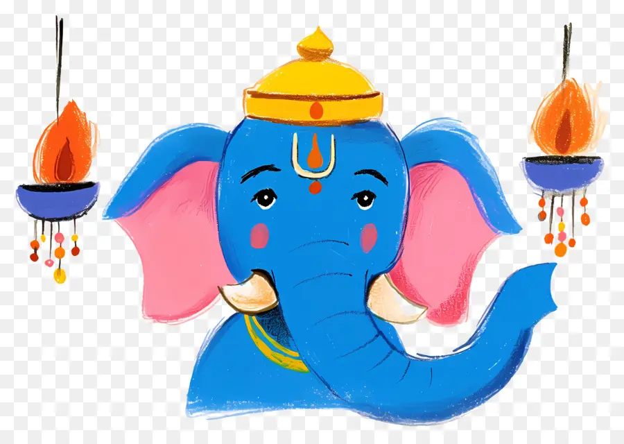 Ganesha Chaturthi，Cabeça De Elefante Com Lâmpadas PNG