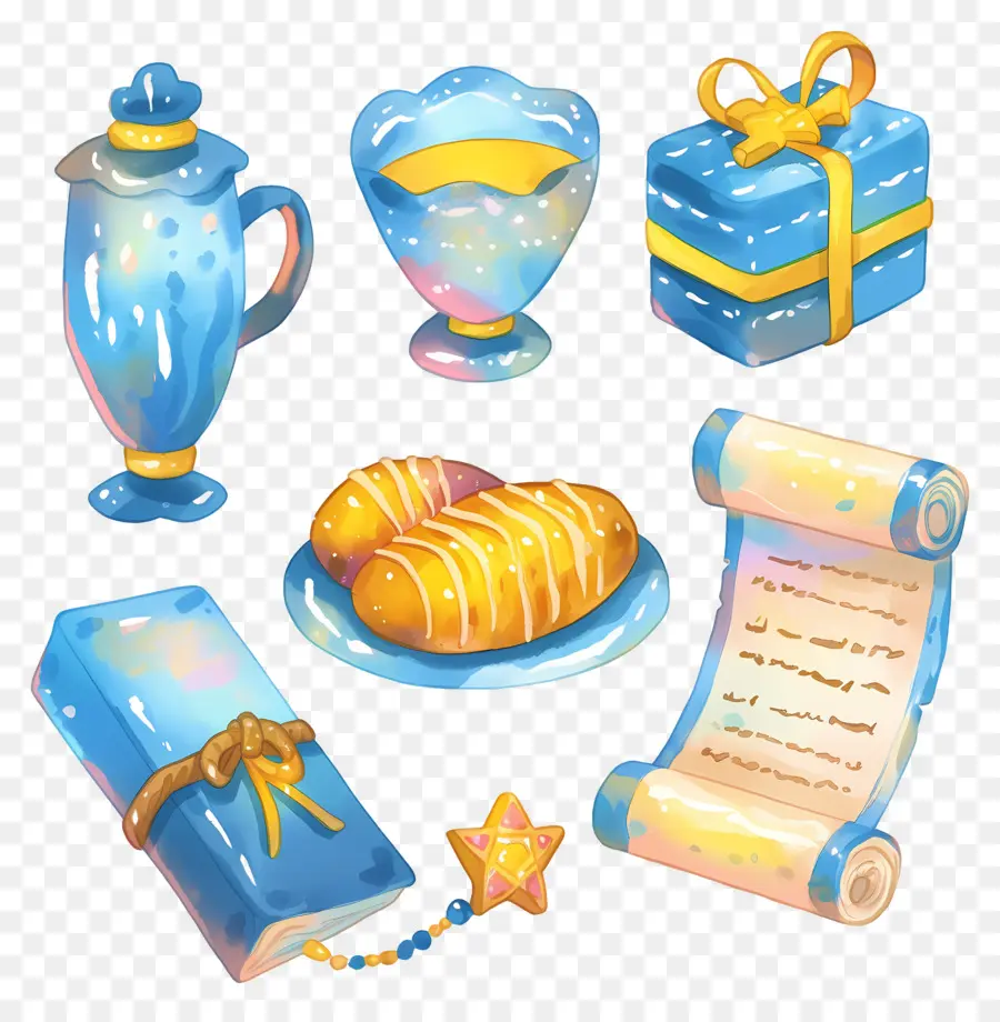 Decoração De Hanukkah，Conjunto De Presente Colorido PNG