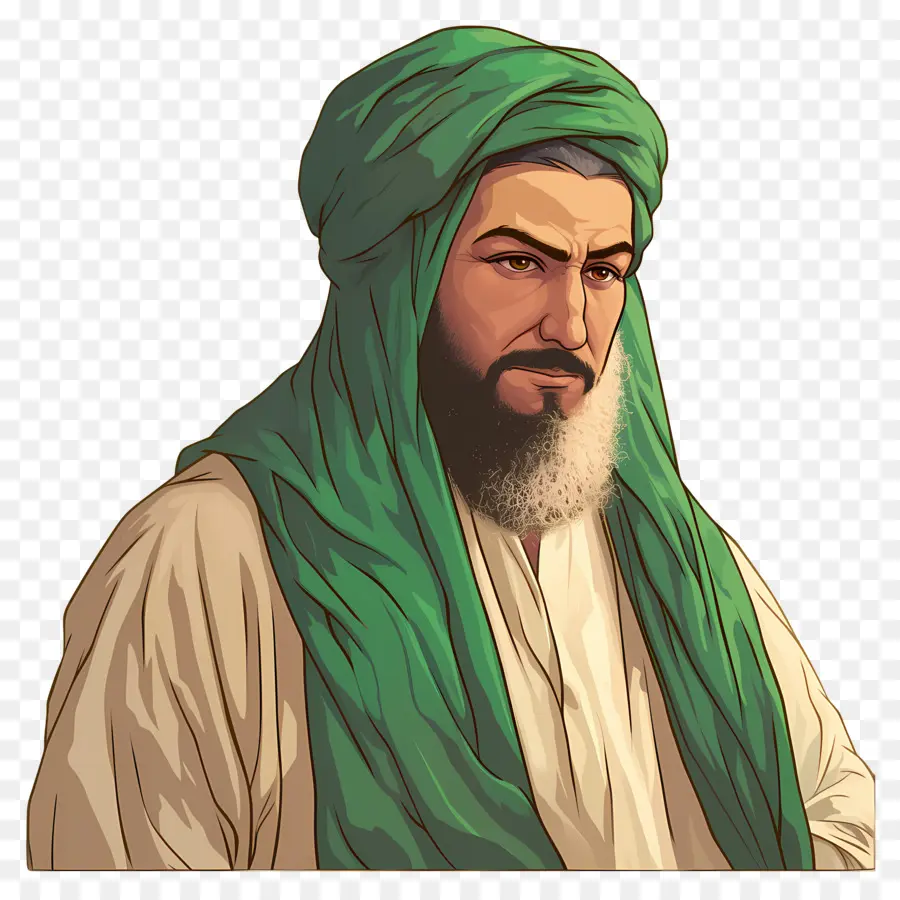 Mestre Sufi，Homem De Turbante Verde PNG