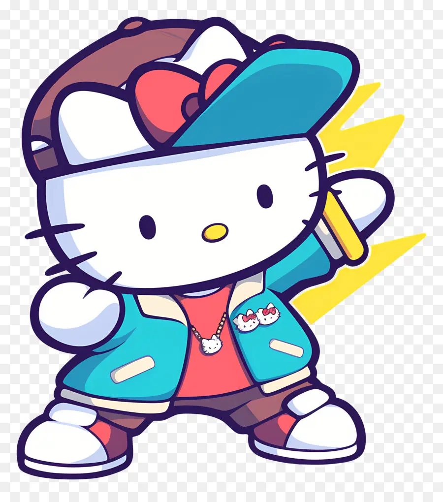 Olá Gatinha，Hello Kitty Em Roupa De Hip Hop PNG