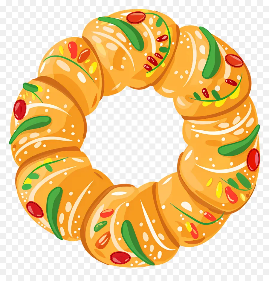 Pão De Natal Espanhol，Coroa De Pão Dourado PNG