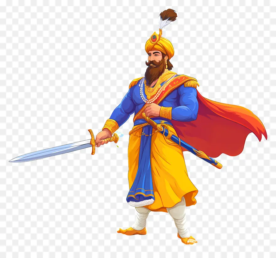 Guru Govind Singh Jayanti，Guerreiro Com Espada PNG