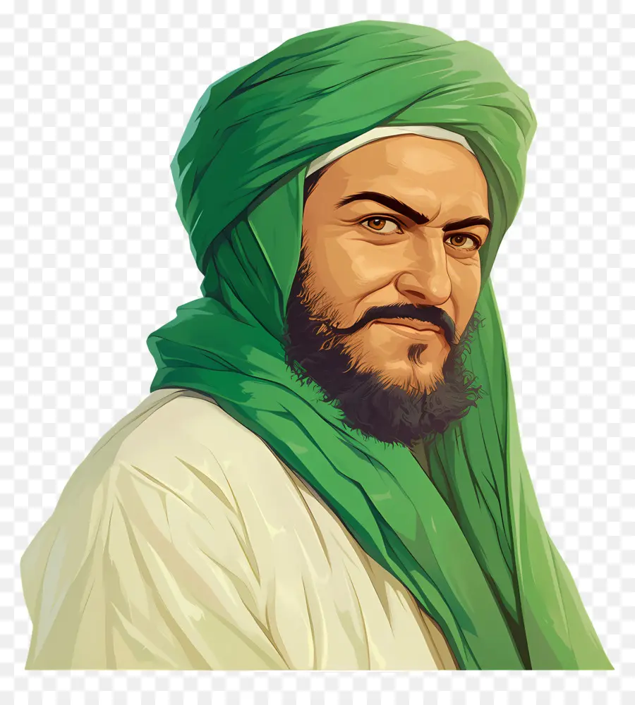 Mestre Sufi，Homem De Turbante Verde PNG