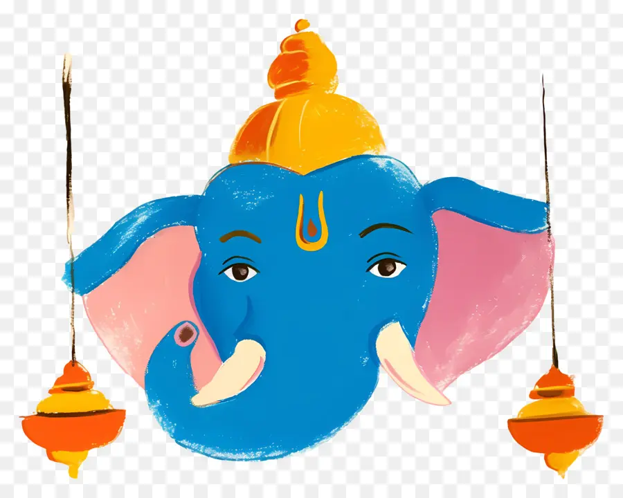 Ganesha Chaturthi，Cabeça De Elefante Com Lâmpadas PNG