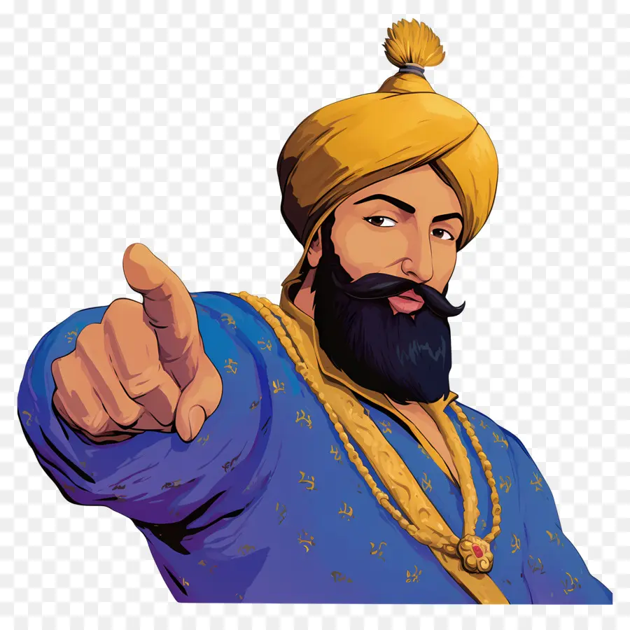 Guru Govind Singh Jayanti，Homem De Turbante Apontando PNG