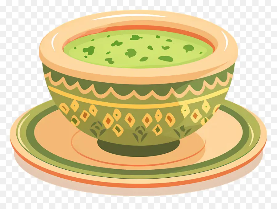 Comida Indiana，Tigela De Sopa Verde PNG