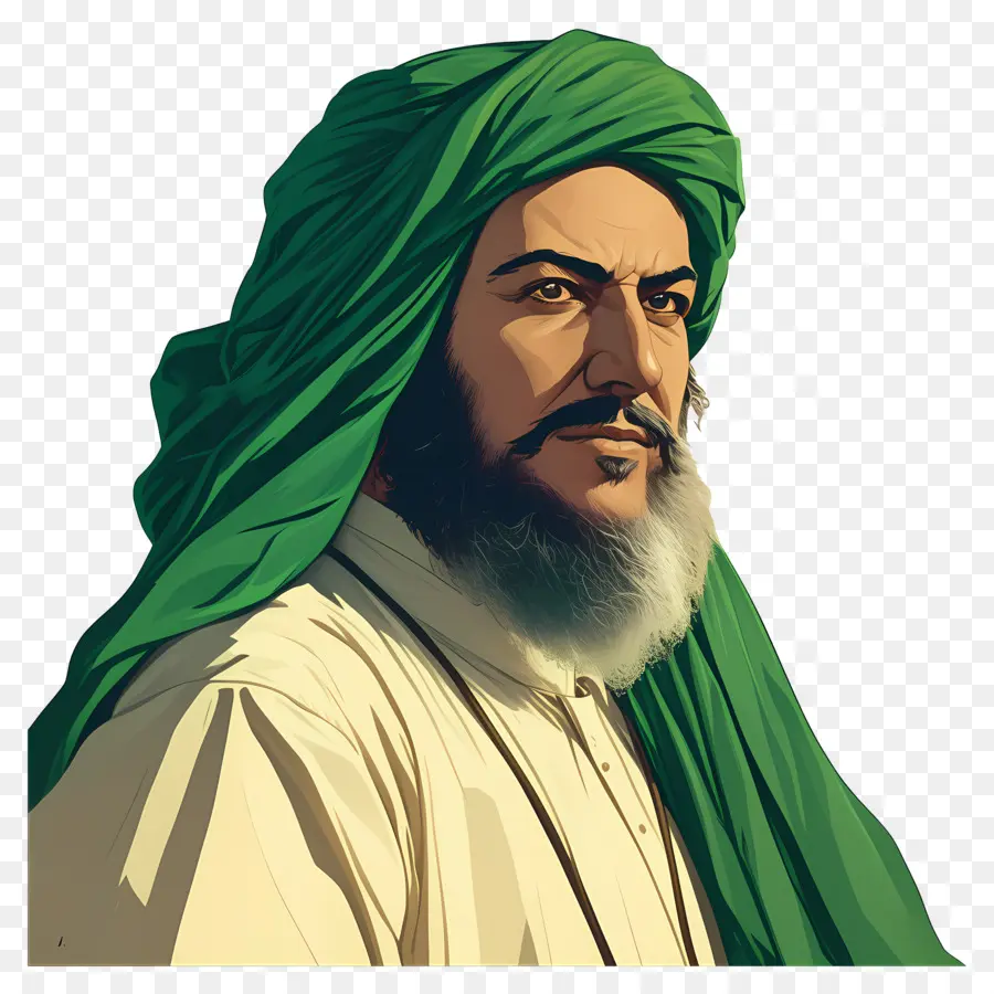 Mestre Sufi，Homem De Turbante Verde PNG