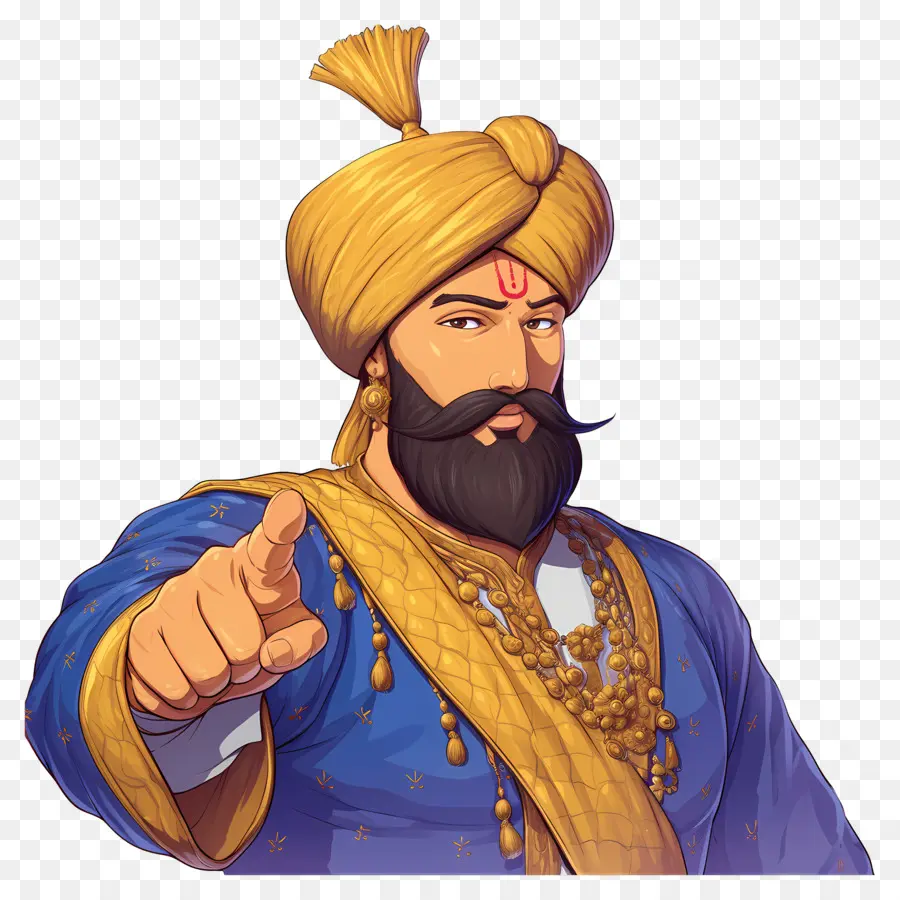 Guru Govind Singh Jayanti，Homem De Turbante Apontando PNG