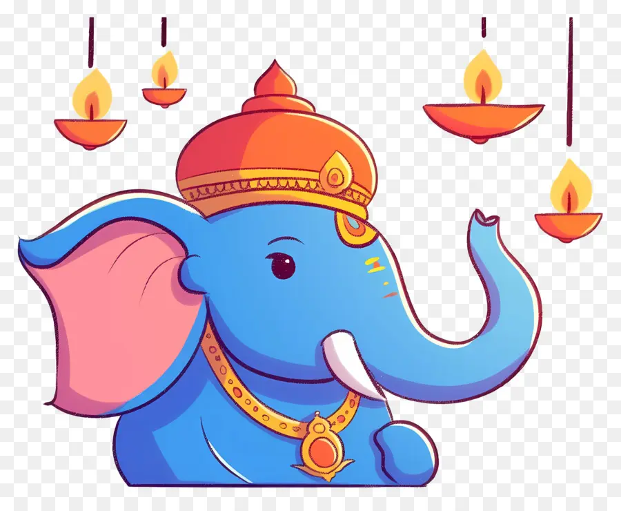 Ganesha Chaturthi，Cabeça De Elefante Com Lâmpadas PNG