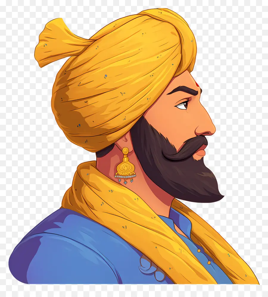 Guru Govind Singh Jayanti，Homem Sorridente Com Turbante PNG