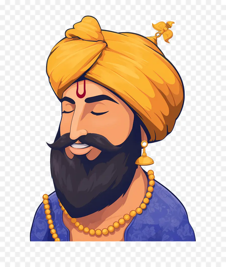 Guru Govind Singh Jayanti，Homem Sorridente Com Turbante PNG