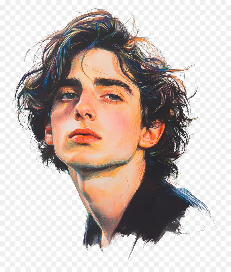 Timótee Chalamet，Retrato Artístico De Jovem PNG