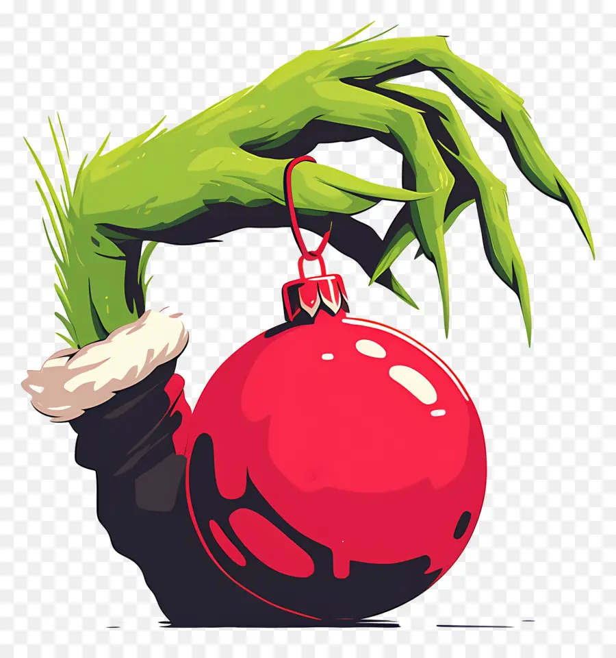 Grinch，Mão Verde Com Ornamento PNG