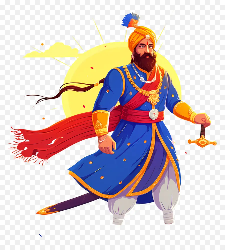 Guru Govind Singh Jayanti，Guerreiro Com Espada PNG