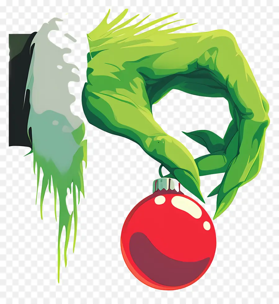 Grinch，Mão Verde Com Ornamento PNG