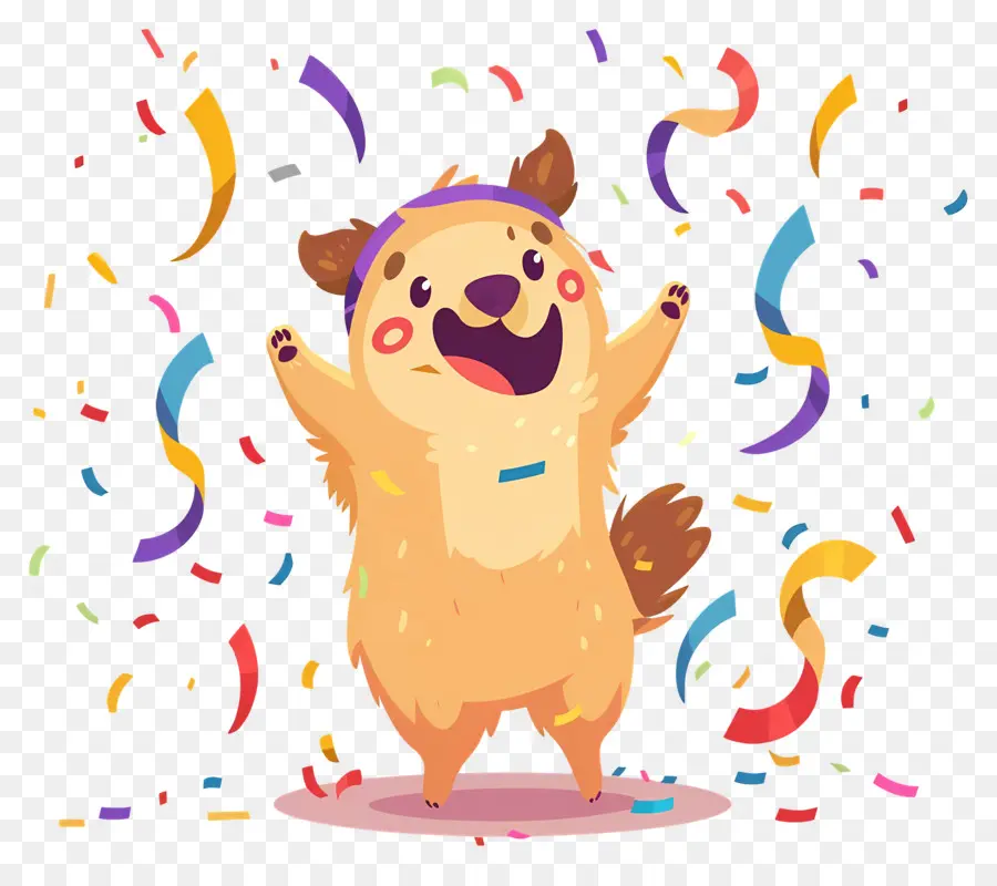 Cachorro Gordo，Cachorro Feliz Com Confete PNG