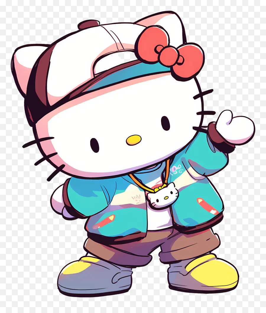 Olá Gatinha，Hello Kitty Em Roupa De Hip Hop PNG