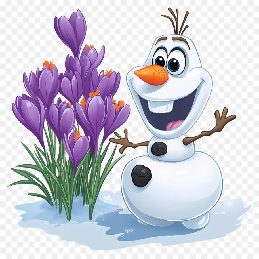 Olaf Congelado，Boneco De Neve Com Flores PNG