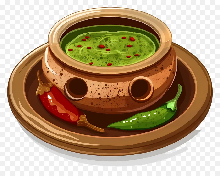 Comida Indiana，Sopa Verde Com Pimenta PNG