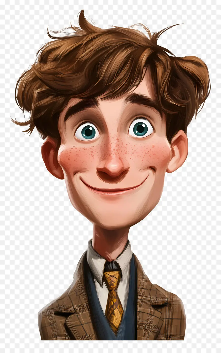 Eddie Redmayne，Personagem Animado Com Cabelo Bagunçado PNG