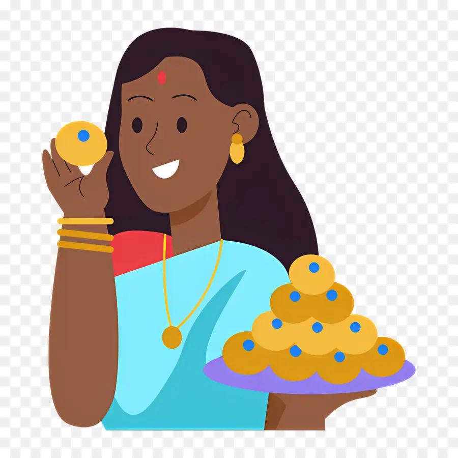 Doces De Diwali，Mulher Com Doces PNG