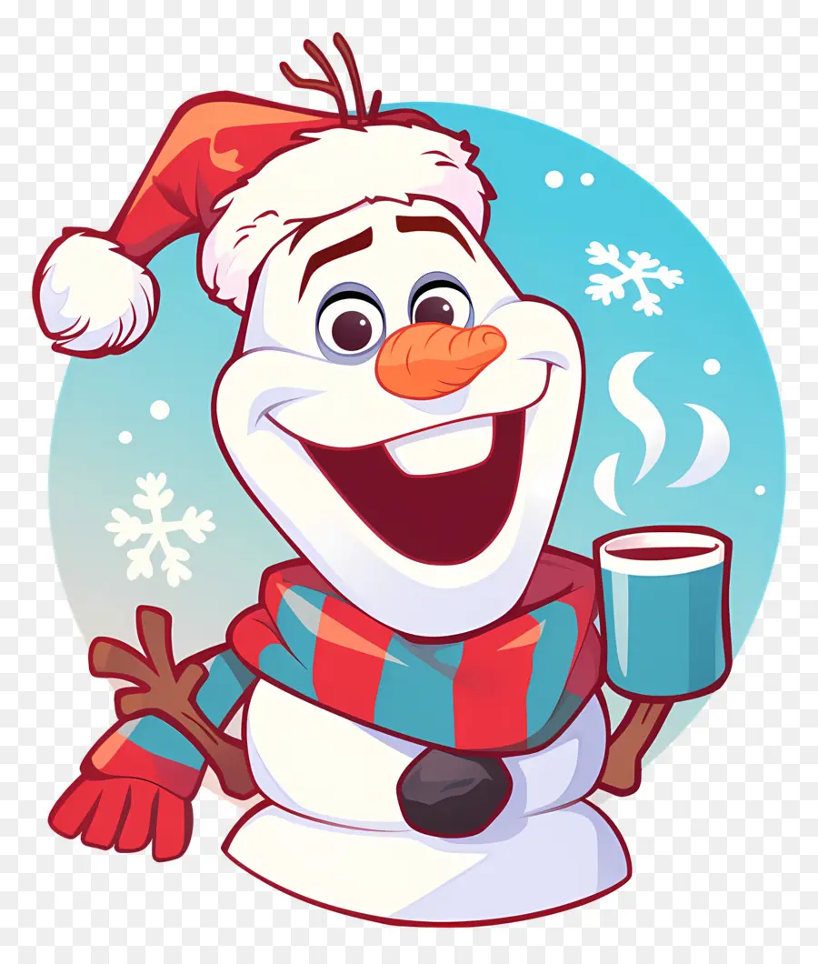 Olaf Congelado，Boneco De Neve Com Chapéu De Papai Noel PNG