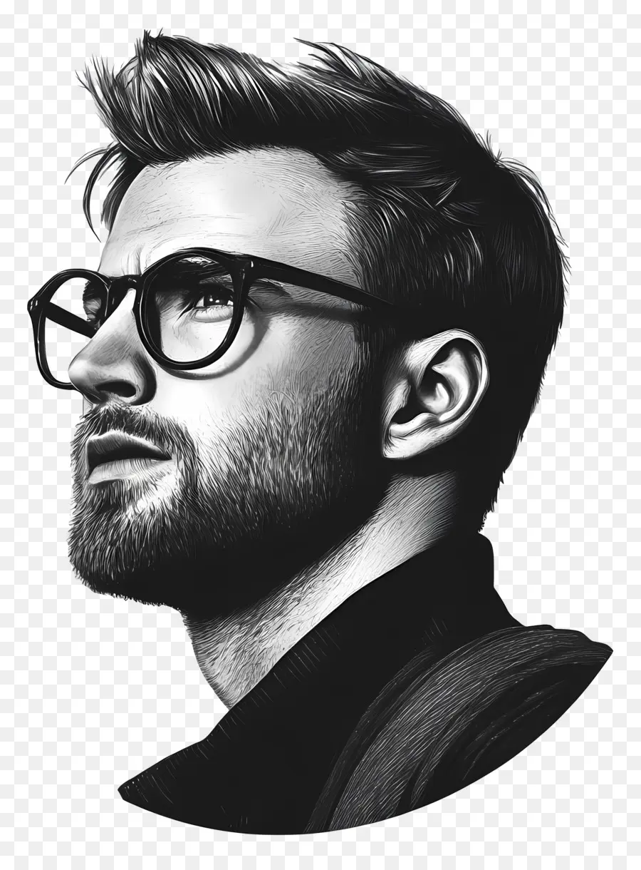 Chris Evans，Retrato Monocromático Com óculos PNG