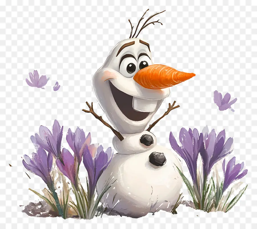 Olaf Congelado，Boneco De Neve Com Flores PNG