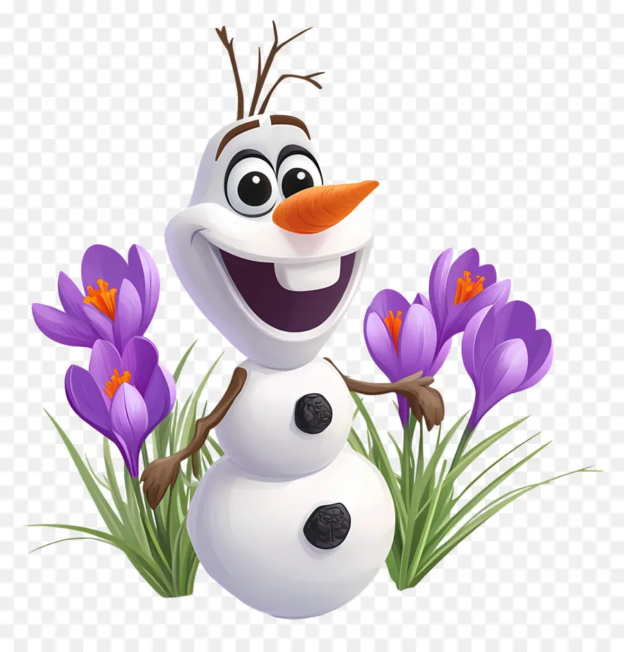 Olaf Congelado，Boneco De Neve Com Flores PNG