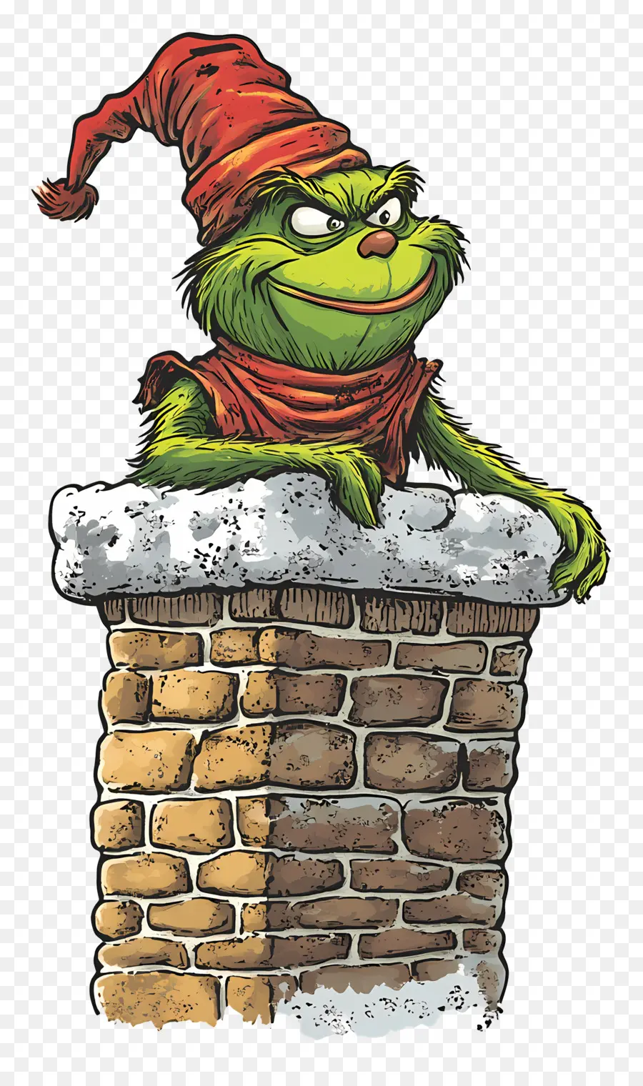 Papai Noel Grinch，Criatura Verde Na Chaminé PNG