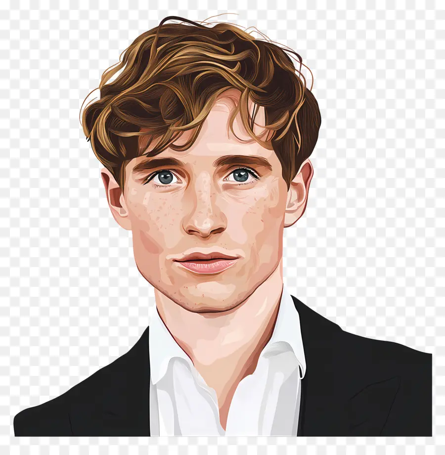 Eddie Redmayne，Retrato Ilustrado De Homem De Terno PNG