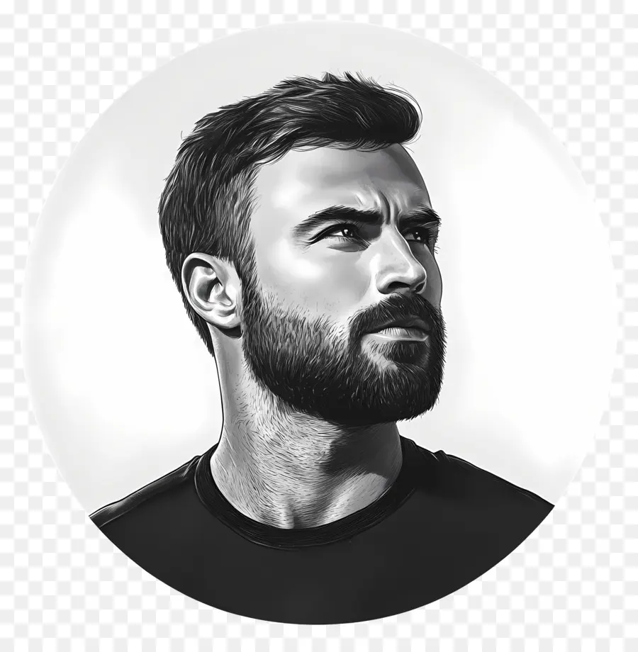 Chris Evans，Retrato Em Preto E Branco PNG