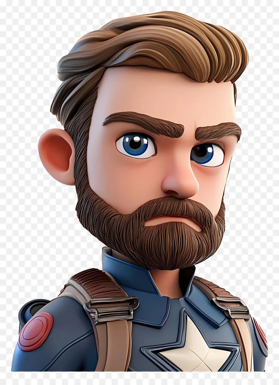 Chris Evans，Personagem Chibi Com Barba PNG