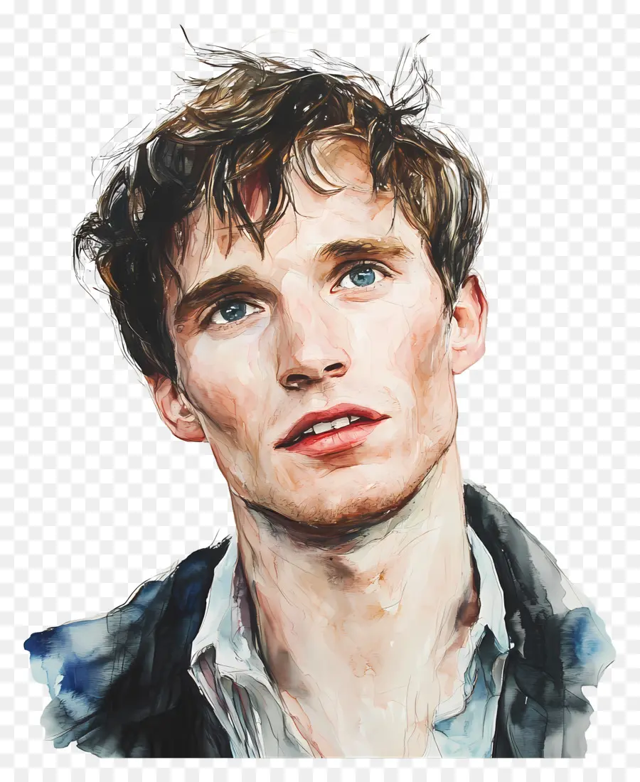 Eddie Redmayne，Retrato Em Aquarela PNG