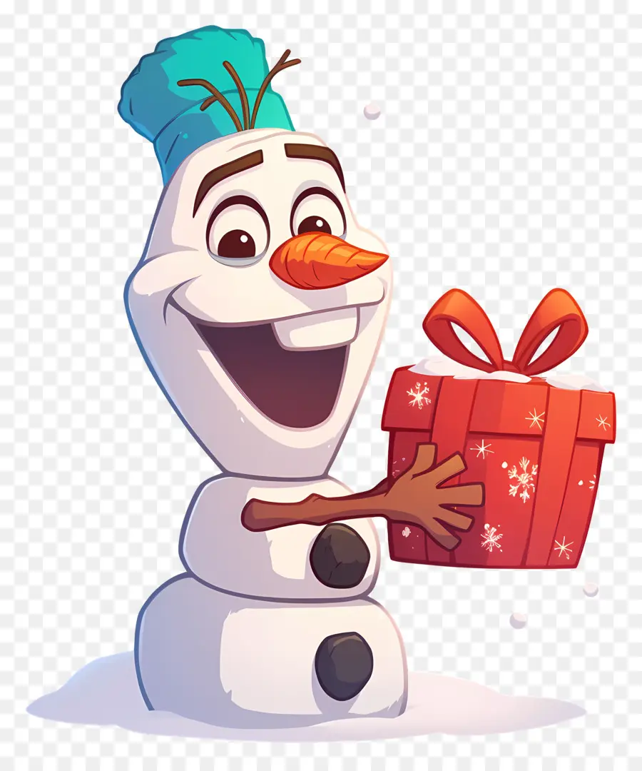 Olaf Congelado，Boneco De Neve Com Presente PNG