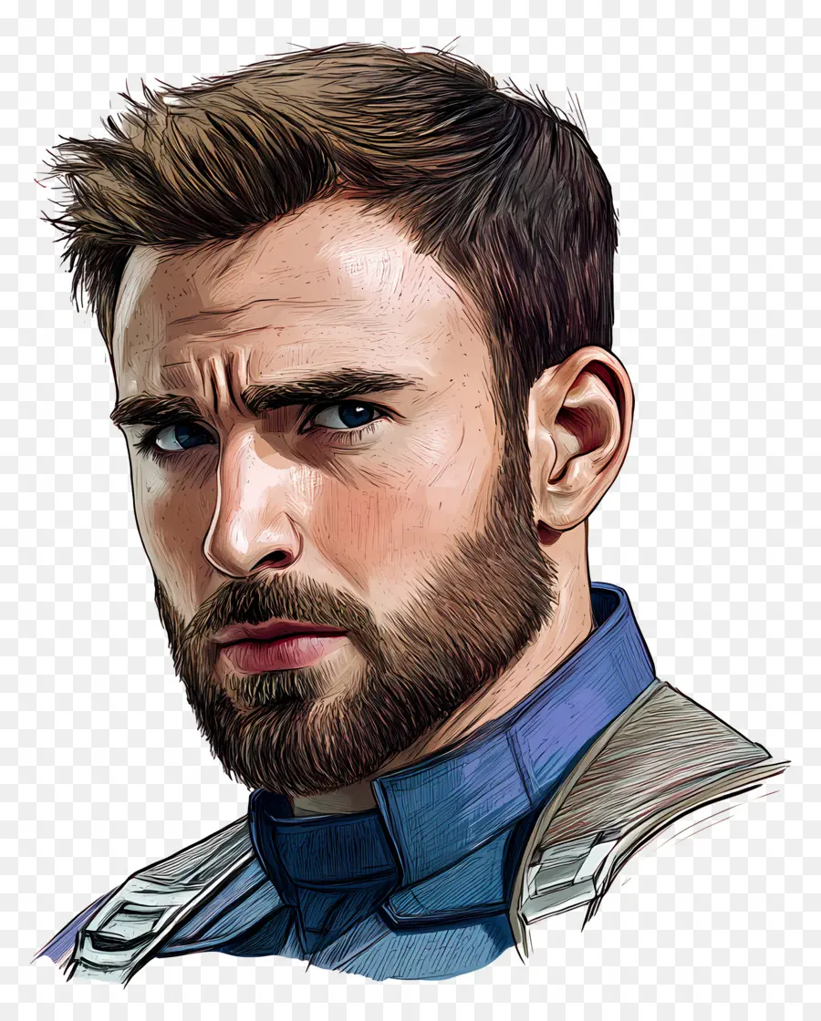 Chris Evans，Retrato De Herói Em Aquarela PNG