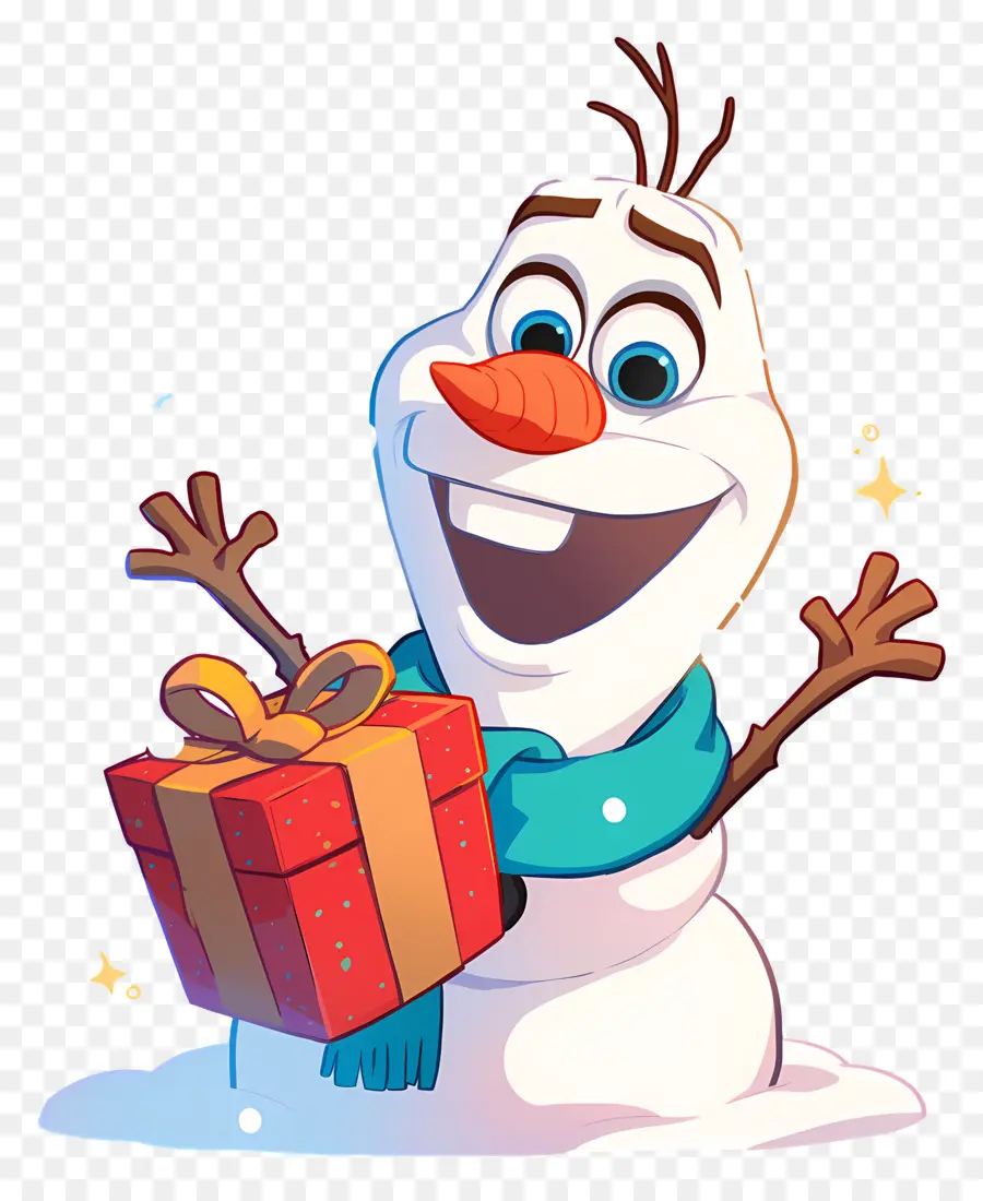 Olaf Congelado，Boneco De Neve Com Presente PNG