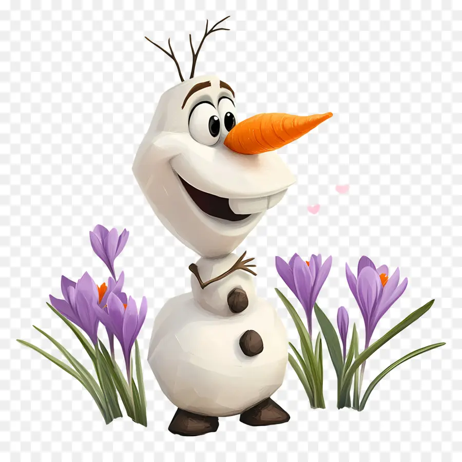 Olaf Congelado，Boneco De Neve Com Flores PNG