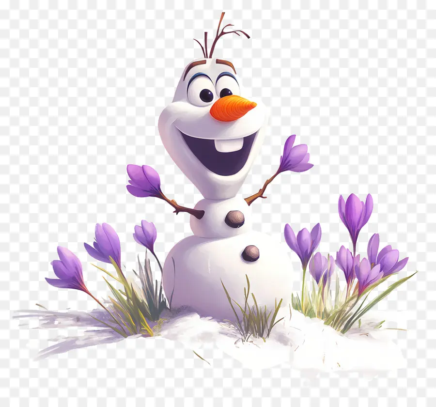 Olaf Congelado，Boneco De Neve Com Flores PNG