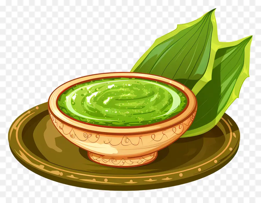 Comida Indiana，Molho Verde Em Uma Tigela PNG