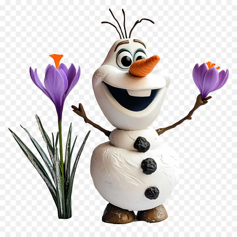 Olaf Congelado，Boneco De Neve Com Flores PNG