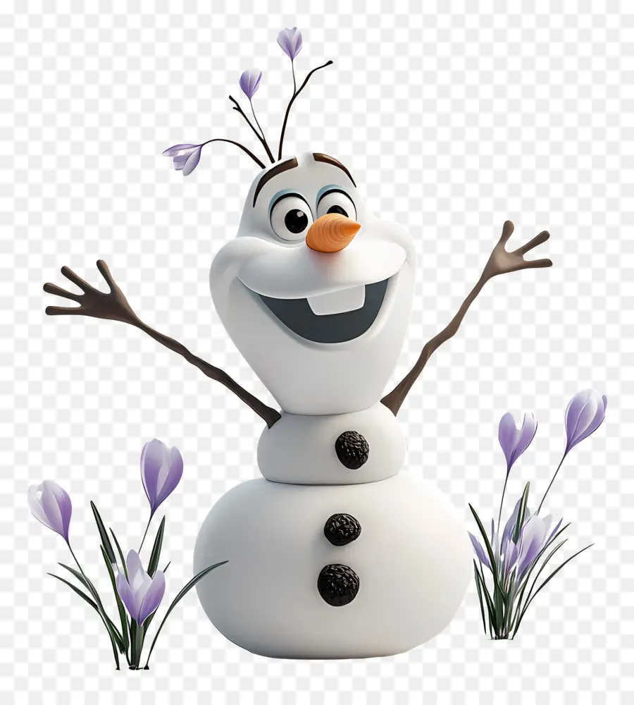 Olaf Congelado，Boneco De Neve Com Flores PNG