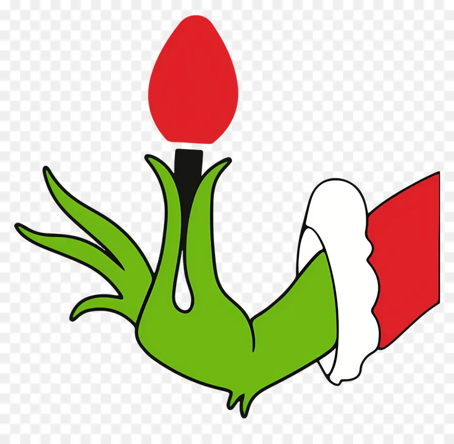 Mão Grinch，Mão Verde Com Lâmpada Vermelha PNG