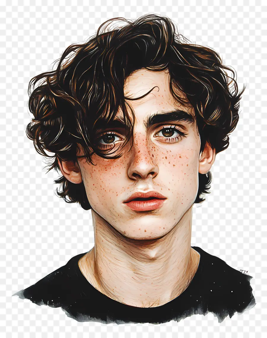 Timótee Chalamet，Jovem Com Cabelo Cacheado PNG