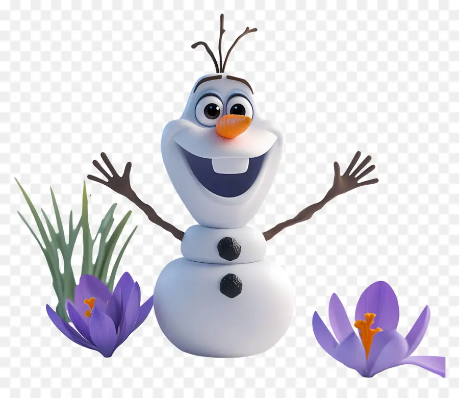 Olaf Congelado，Boneco De Neve Com Flores PNG