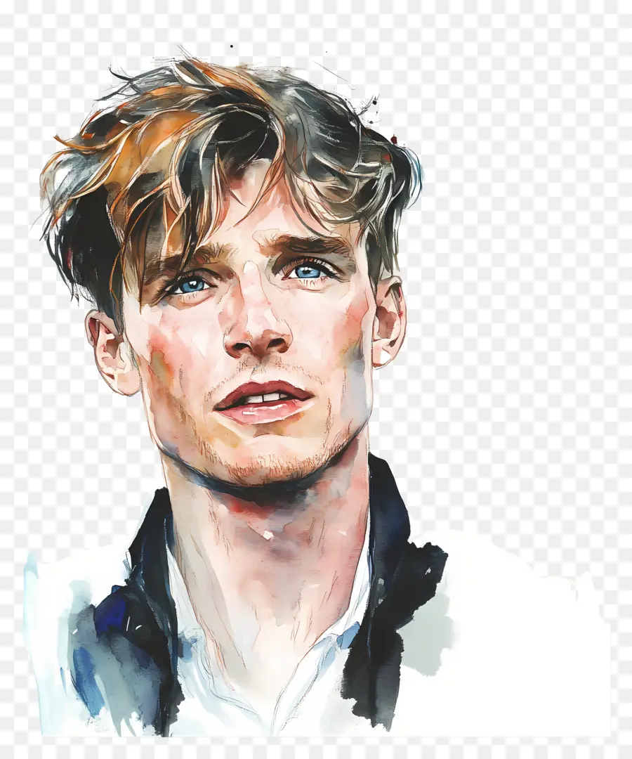 Eddie Redmayne，Retrato Em Aquarela PNG