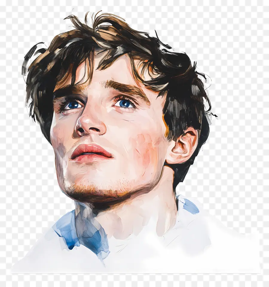 Eddie Redmayne，Homem Aquarela Olhando Para Cima PNG