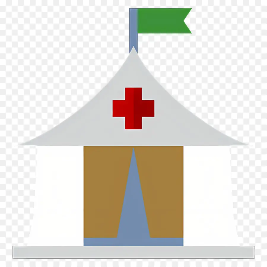 Campo De Refugiados，Tenda Médica Com Bandeira PNG