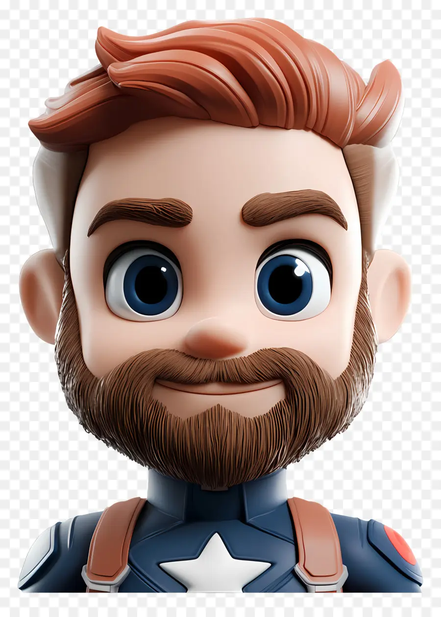 Chris Evans，Personagem Chibi Com Barba PNG